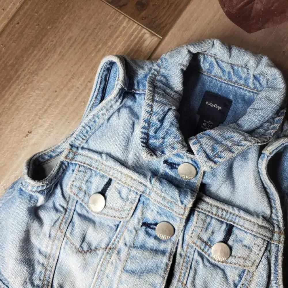 babyGap Toddler 18-24m Blue Jean Vest EUC 100% Cotton NWOT